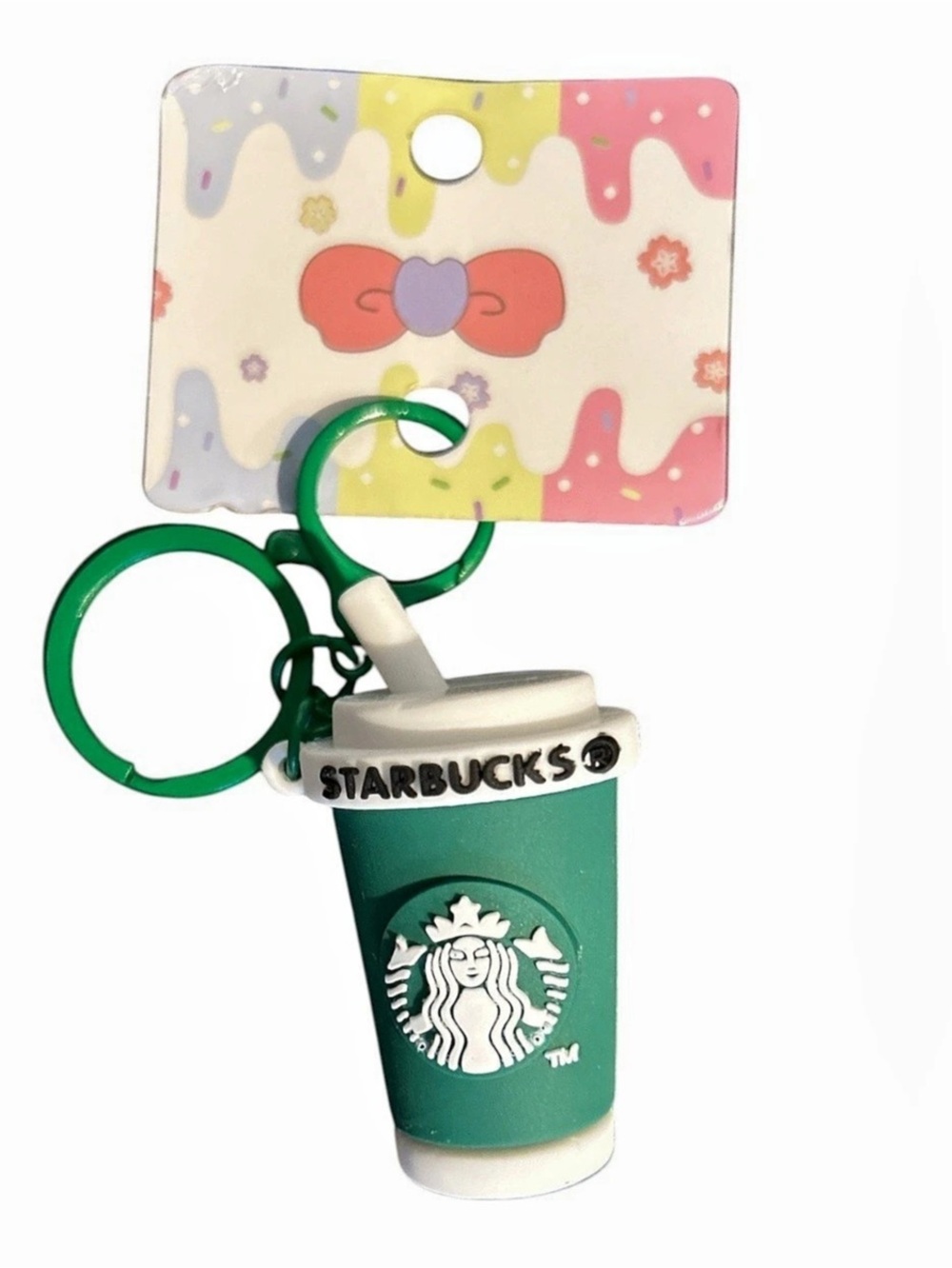 3D Silicone Starbucks Coffee Cup Keychain / Bag Charm Green Mini Cup